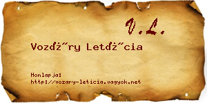 Vozáry Letícia névjegykártya